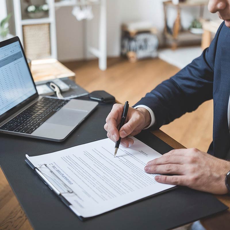 man-is-writing-document-that-saysthe-wordon-it Service Contract
